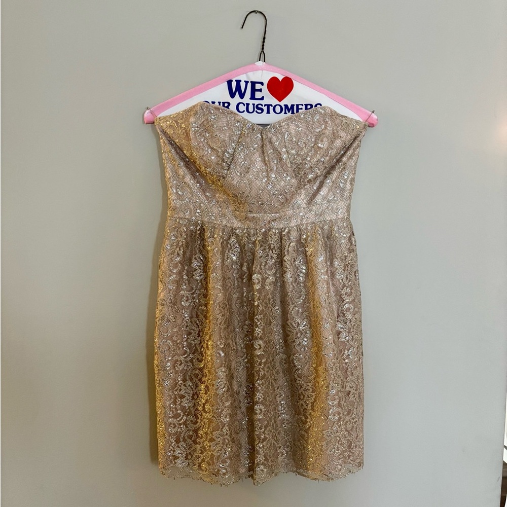 Shoshanna Gold Strapless Mini Dress - like new condition